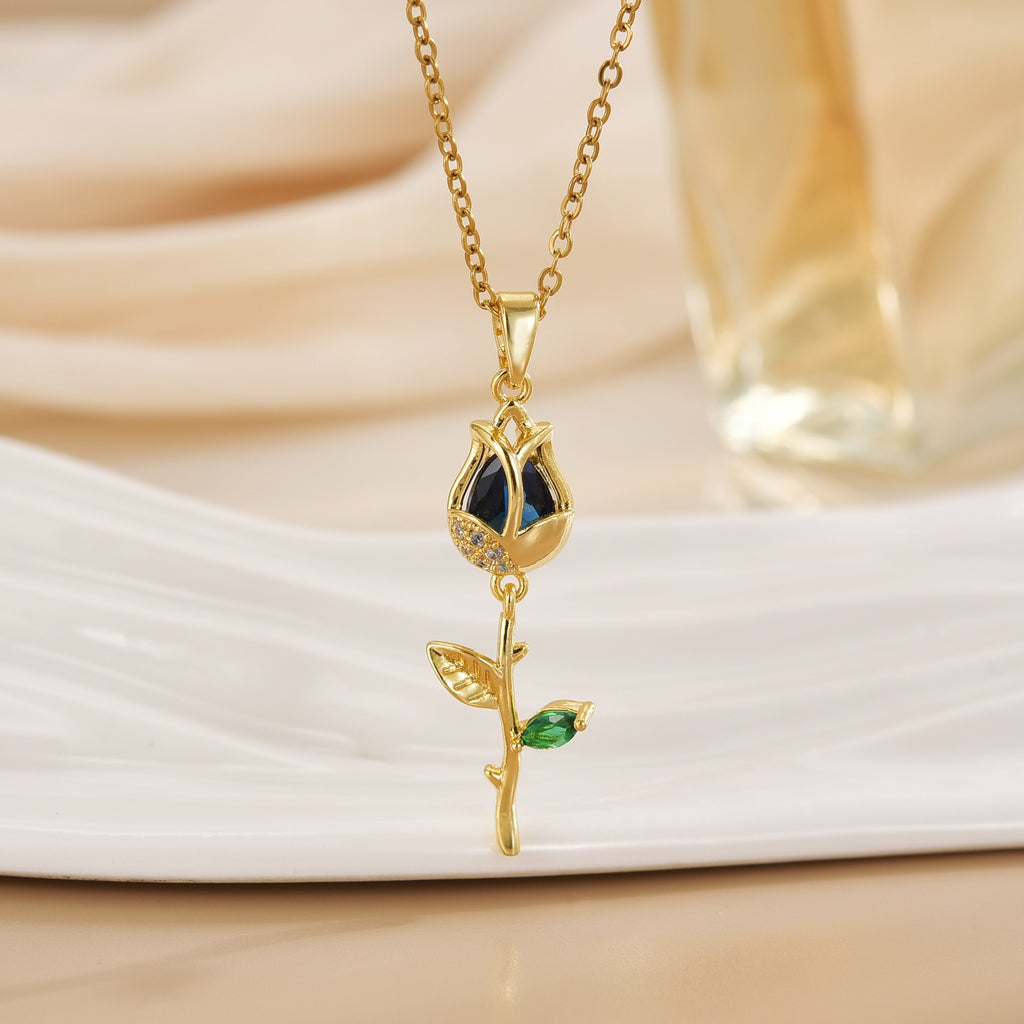 Tulip Flower Design Titanium Steel Necklace