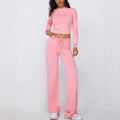 Womens Casual Pullover and Wide-Leg Pants Set