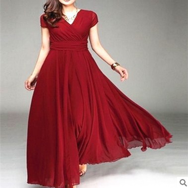 Bohemian V-Neck Chiffon Dress