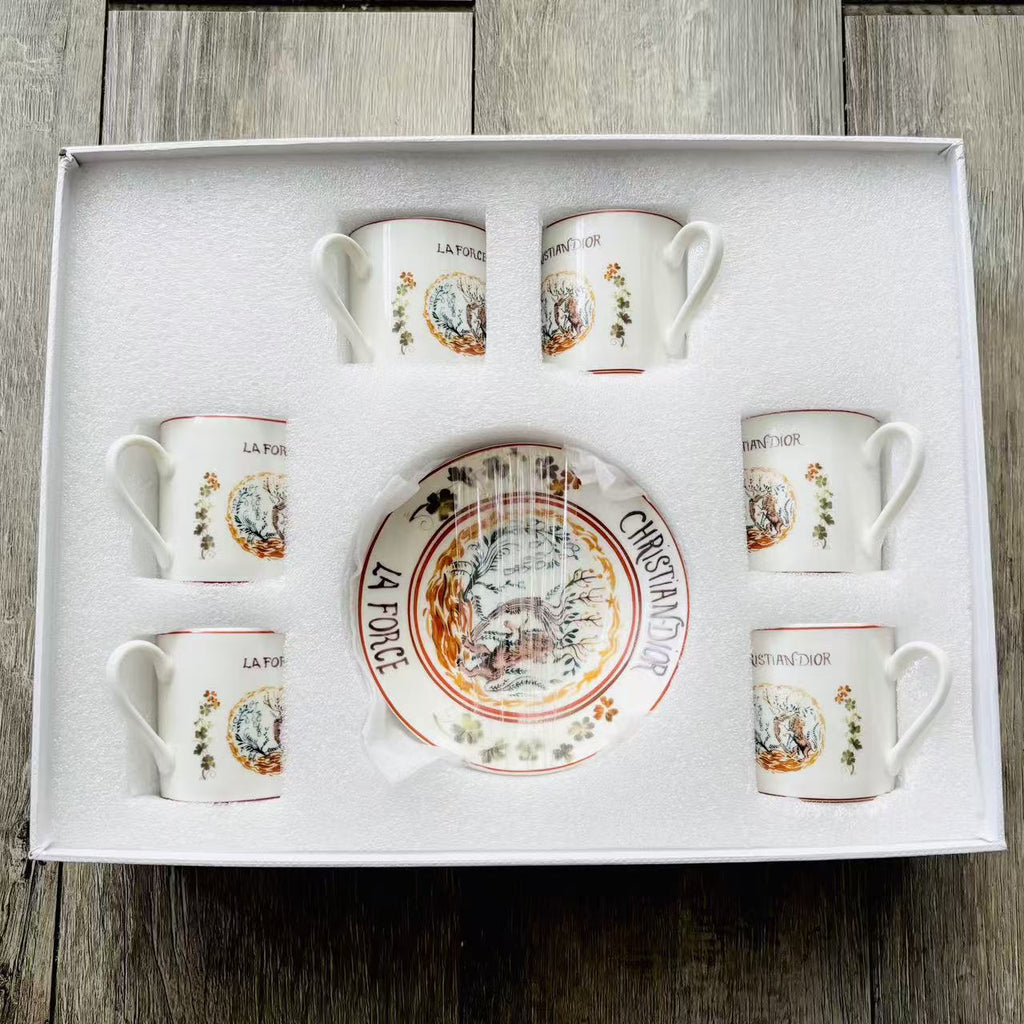 European Retro Ceramic Coffee Cup and Saucer Set