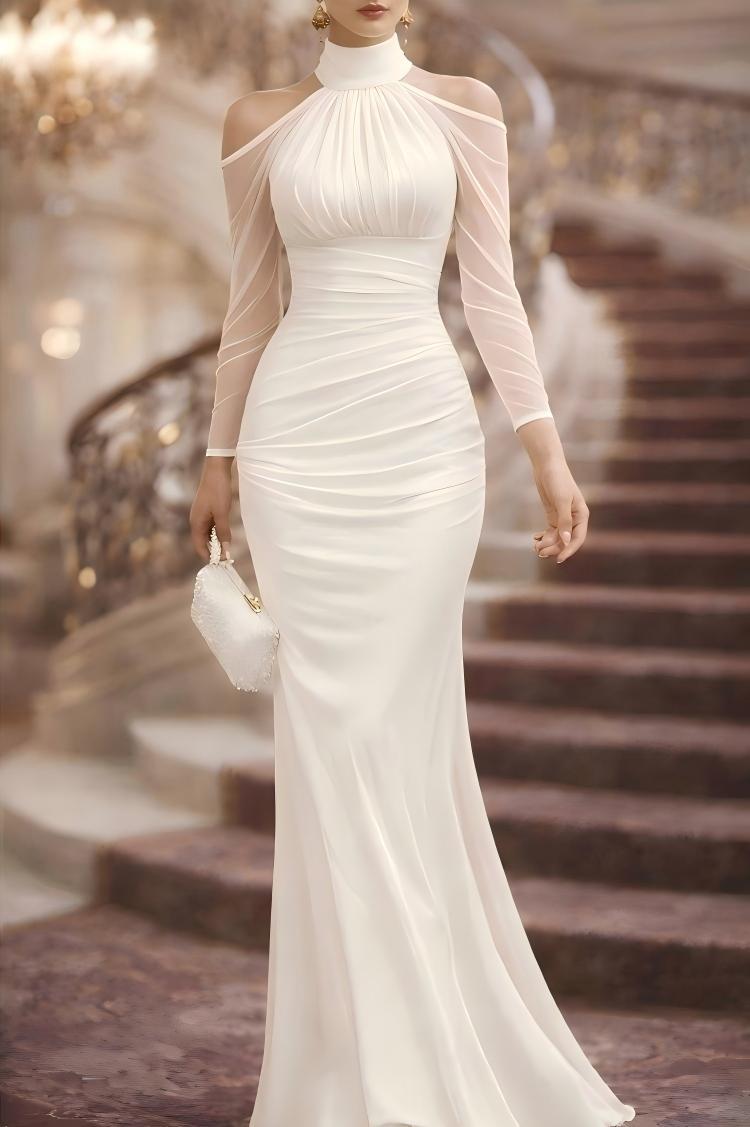 Womens Halter Neck Elegant Evening Gown