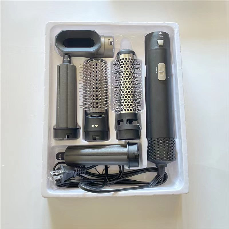 Five-in-one hot blowing comb automatic ironing coil straightening plate hair suction stick