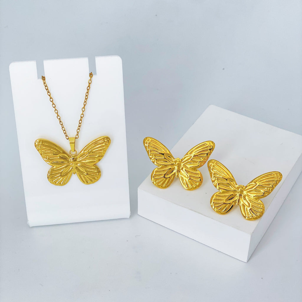 Stainless Steel Earrings and Necklace