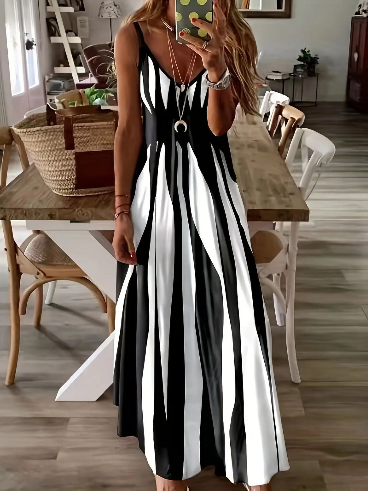 2025 Summer New European and American Style Amazon Explosions Casual Sling Printed V-Neck Sleeveless Dress dress