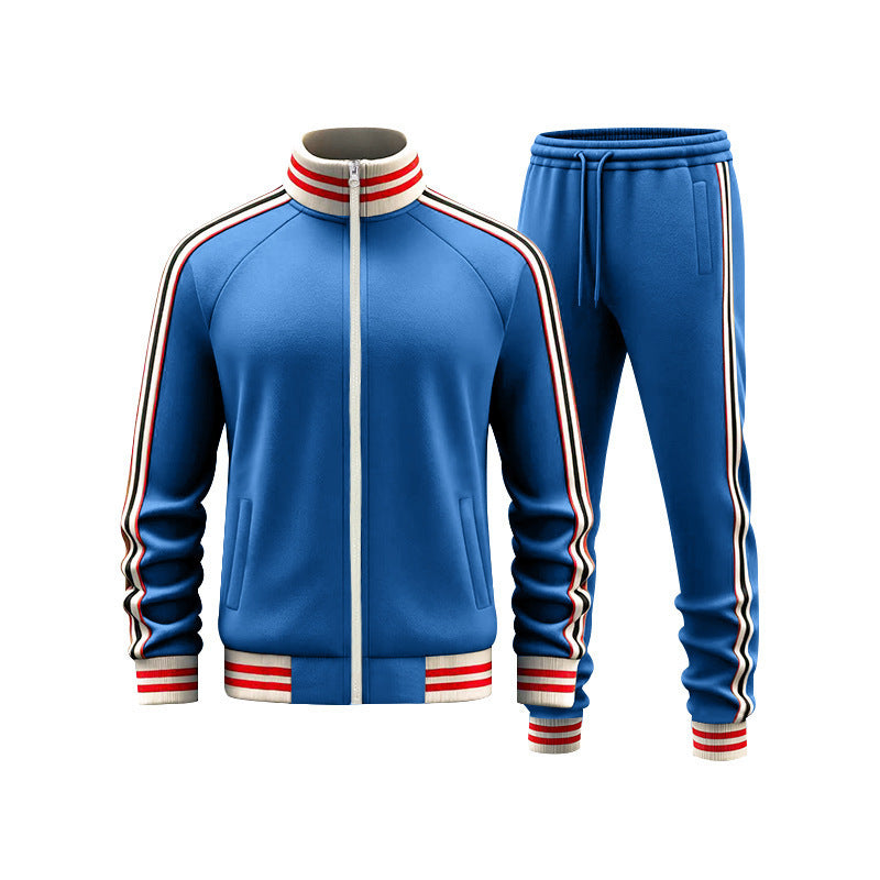 Men's woven striped sports casual two-piece set