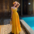 Womens V-Neck Flared Hem Dress