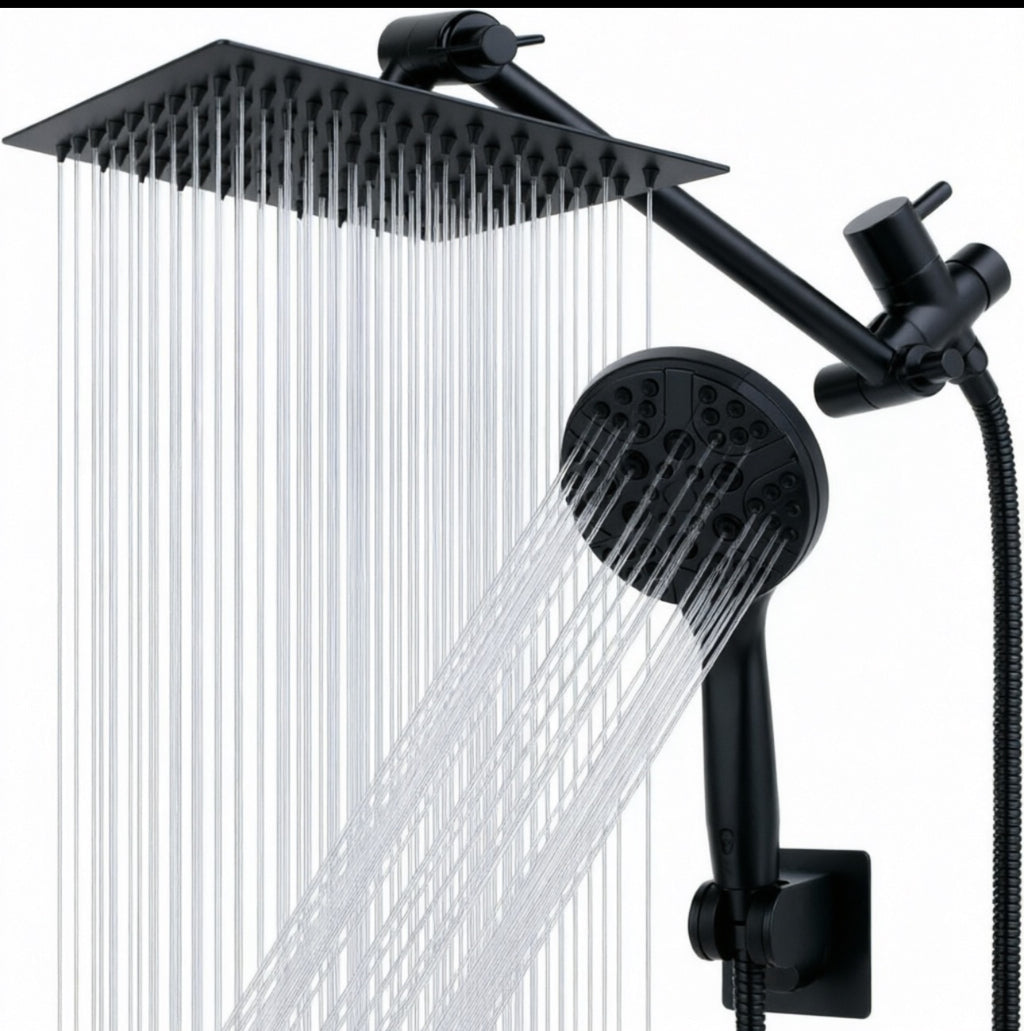 Stainless Steel Shower Set with 8 Functions and Extension Rod