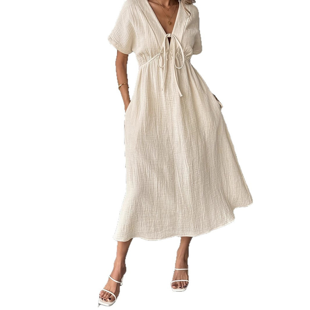 Deep-V-neck dress