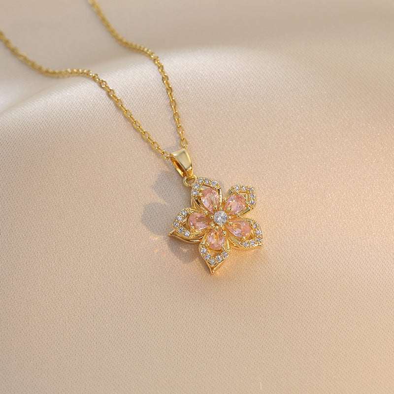 Rotating Floral Zircon Necklace