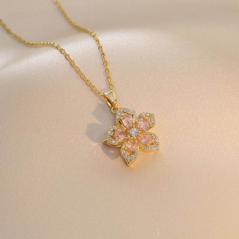 Rotating Floral Zircon Necklace