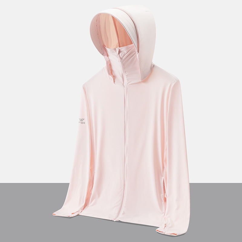UPF50+ Ice Silk Cooling UV Protection Hooded Jacket Couple Matching Outdoor Sport Coat