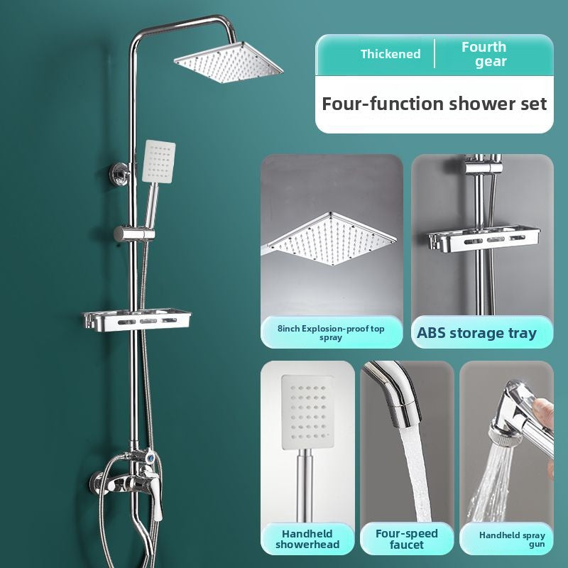 Four-Speed Chrome Shower Head Set with Multiple Spray Modes