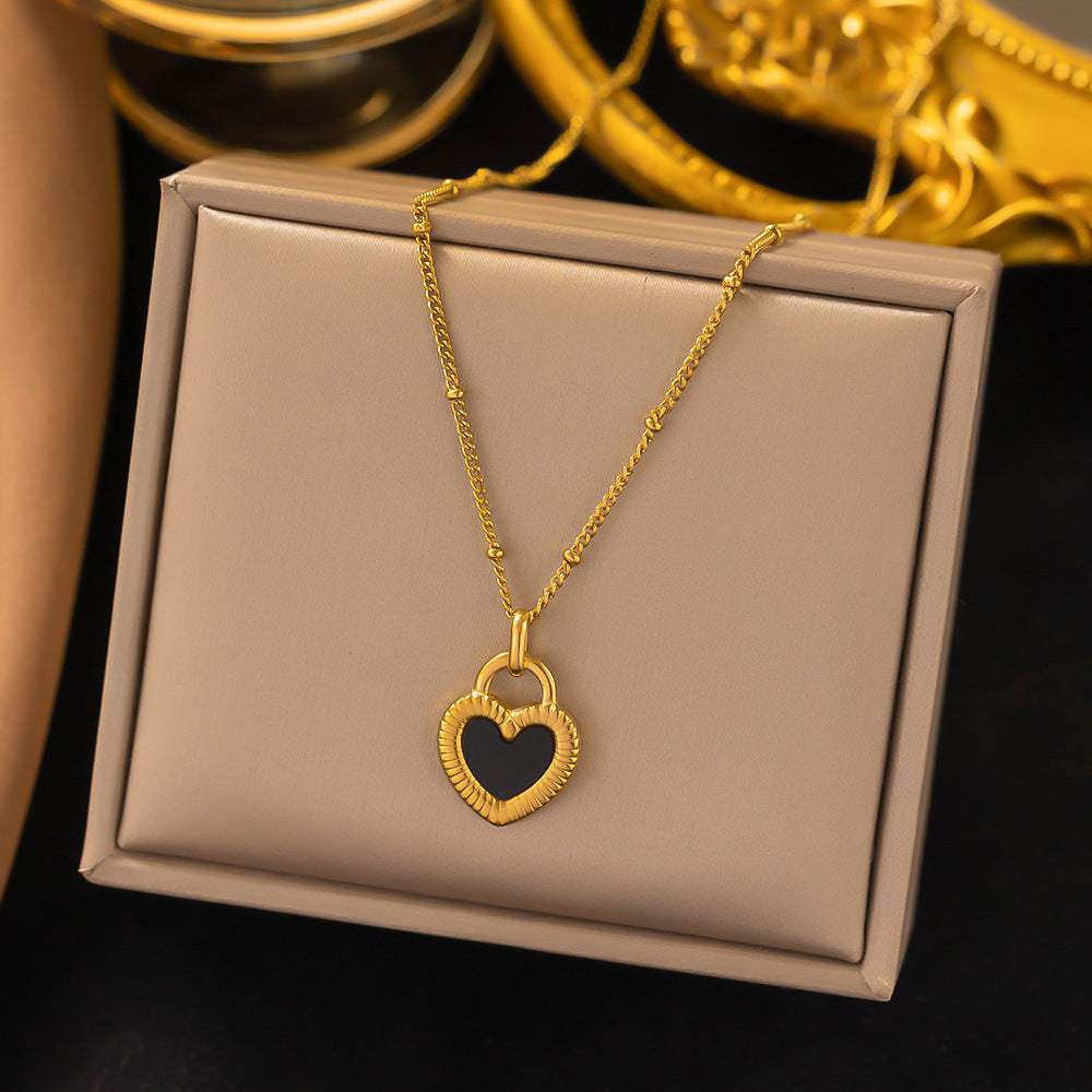 Titanium Steel Heart-Shaped Necklace for Women Fashion Heart Pendant Necklace