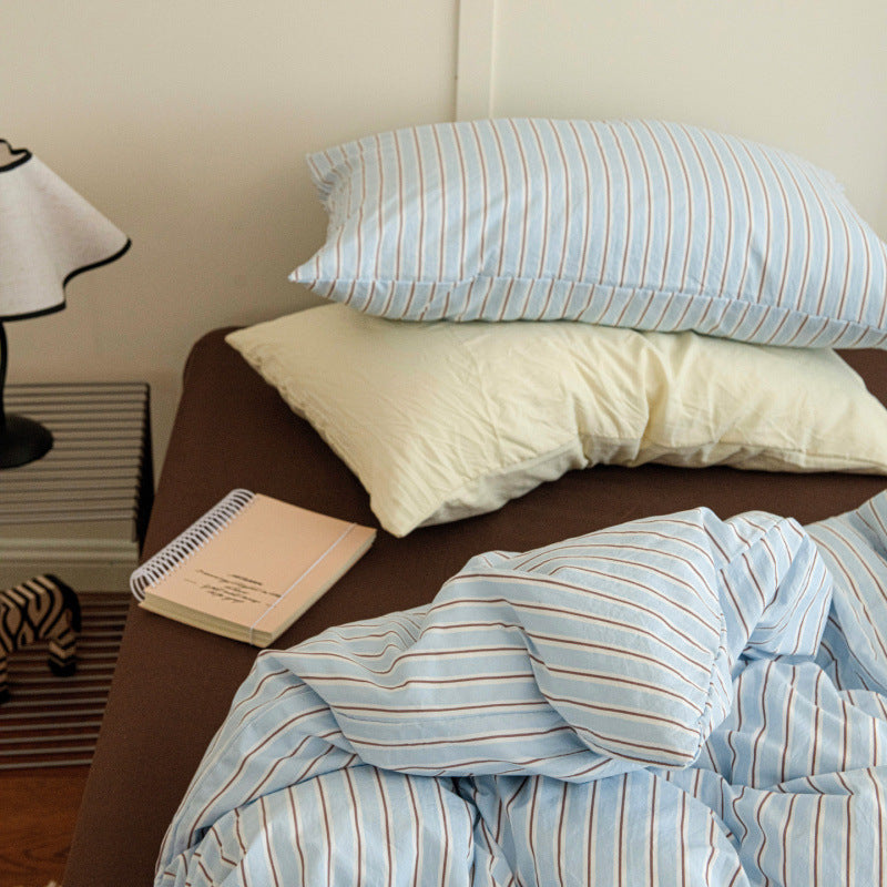 Contrast Plaid Bedding Set