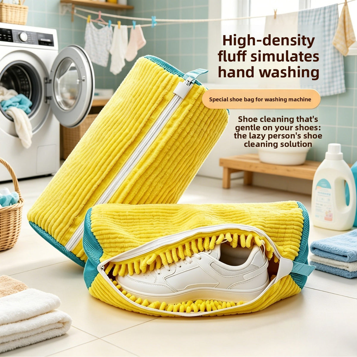 Chenille Shoe Washing Bag for Machine Wash
