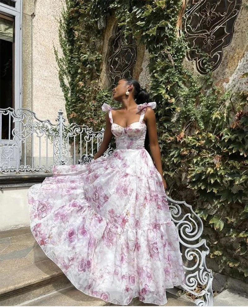 Cross-border New Spring and Summer Shoulder European and American Women's Fashion Organza Fairy Long Elegant Evening Dress dress