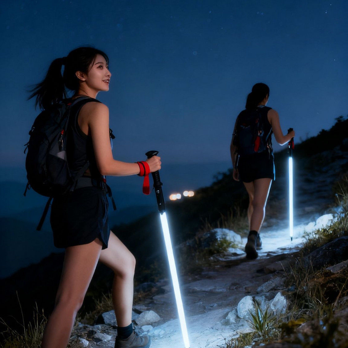 Lighting hiking stick