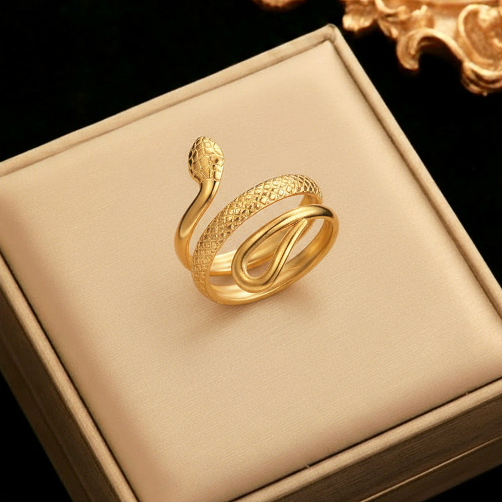 Personalized Snake-Shaped Stainless Steel Ring