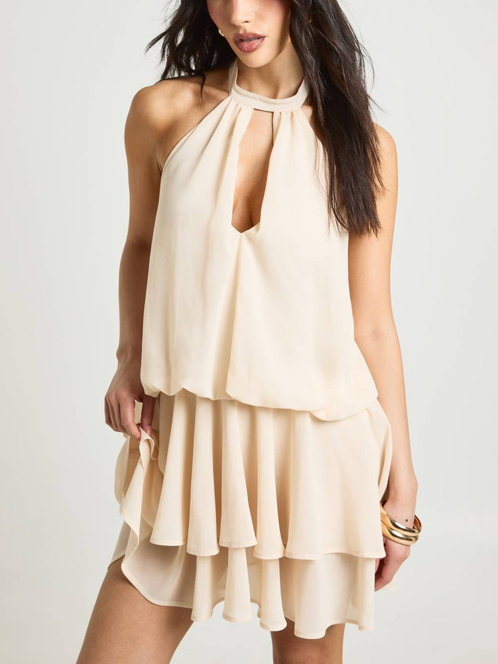 Mini dress with ruffled edges