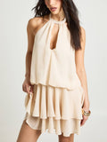 Mini dress with ruffled edges