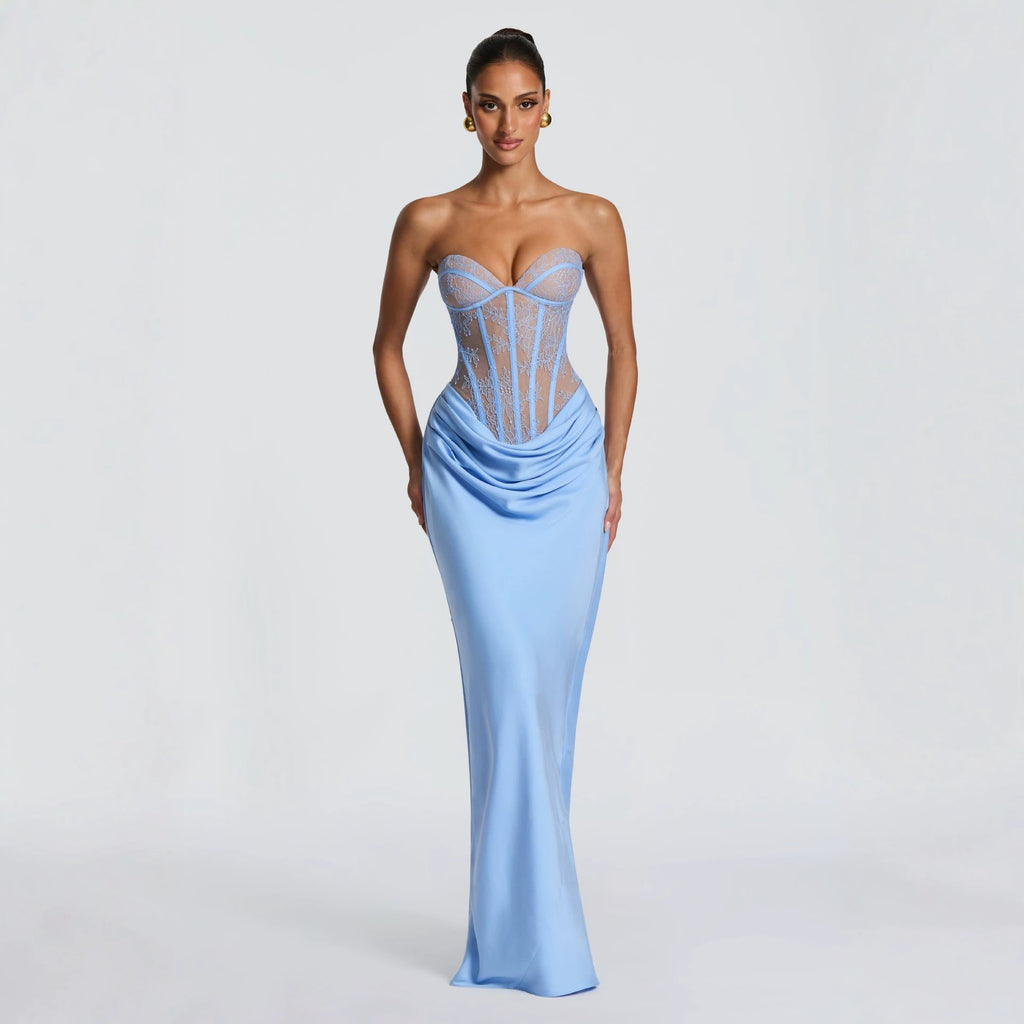 French Lace Elegant Sleeveless Slim Fit Evening Gown