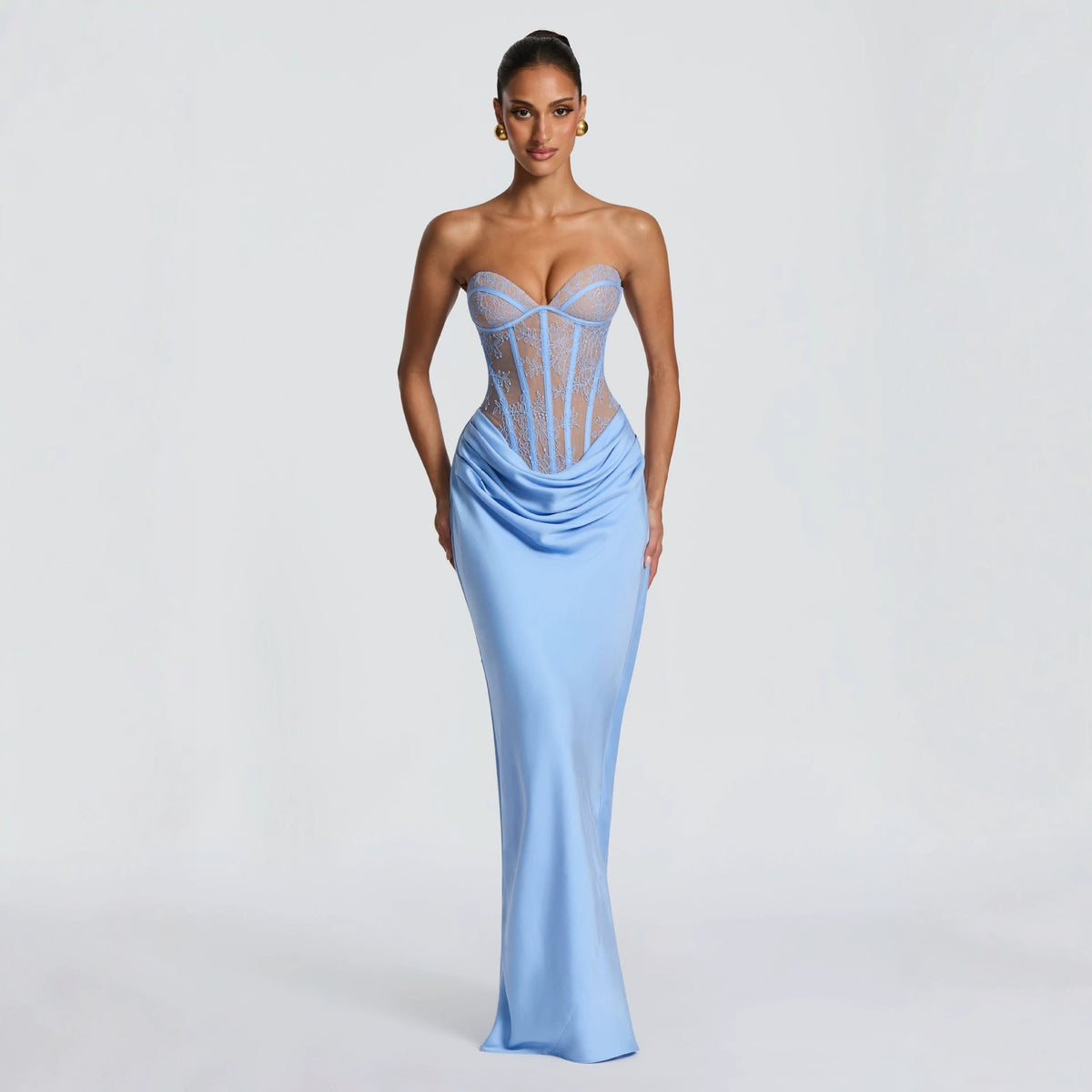 French Lace Elegant Sleeveless Slim Fit Evening Gown