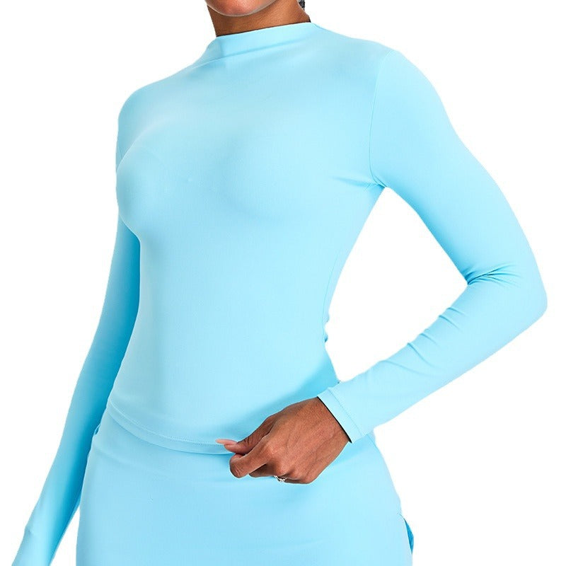 Womens High Neck Long Sleeve Fitness Top