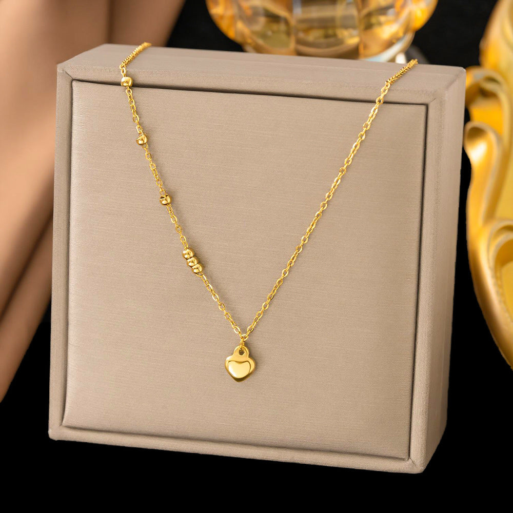 Titanium Steel Heart-Shaped Necklace for Women Fashion Heart Pendant Necklace