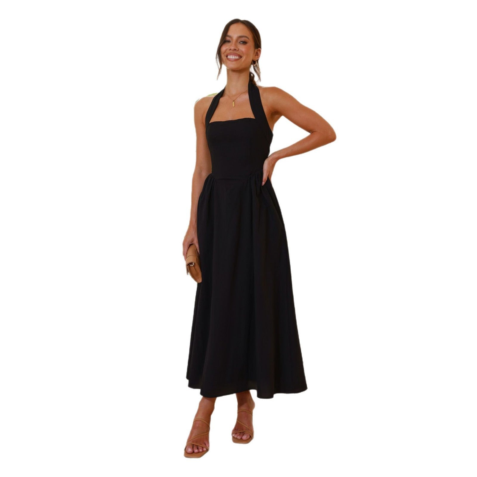Elegant Square Neck Backless Dress