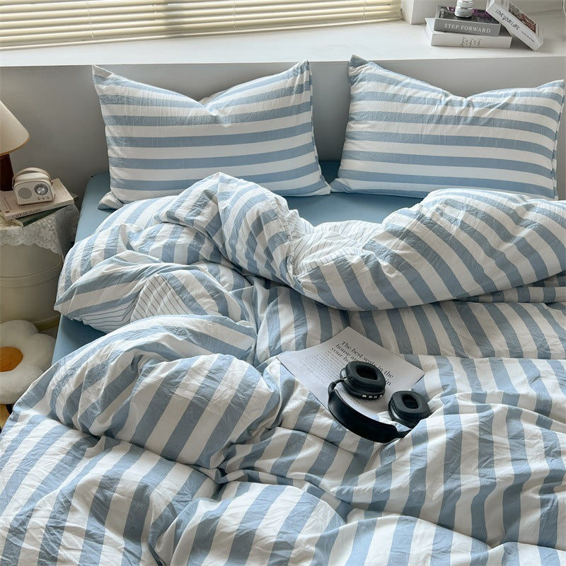 Washed Cotton Double-Layer Yarn Bedding Four-Piece Set