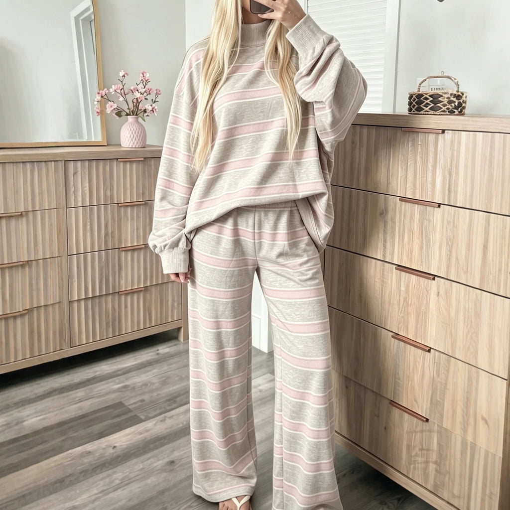 Striped fashion casual simple ladies suit