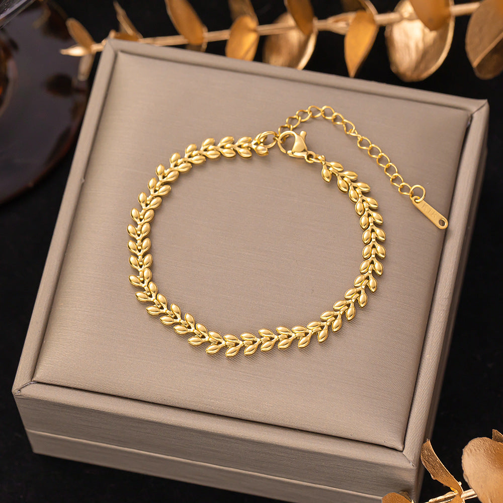 Women's Titanium Steel Inlaid Charm Bracelet Versatile Fashion Jewelry
