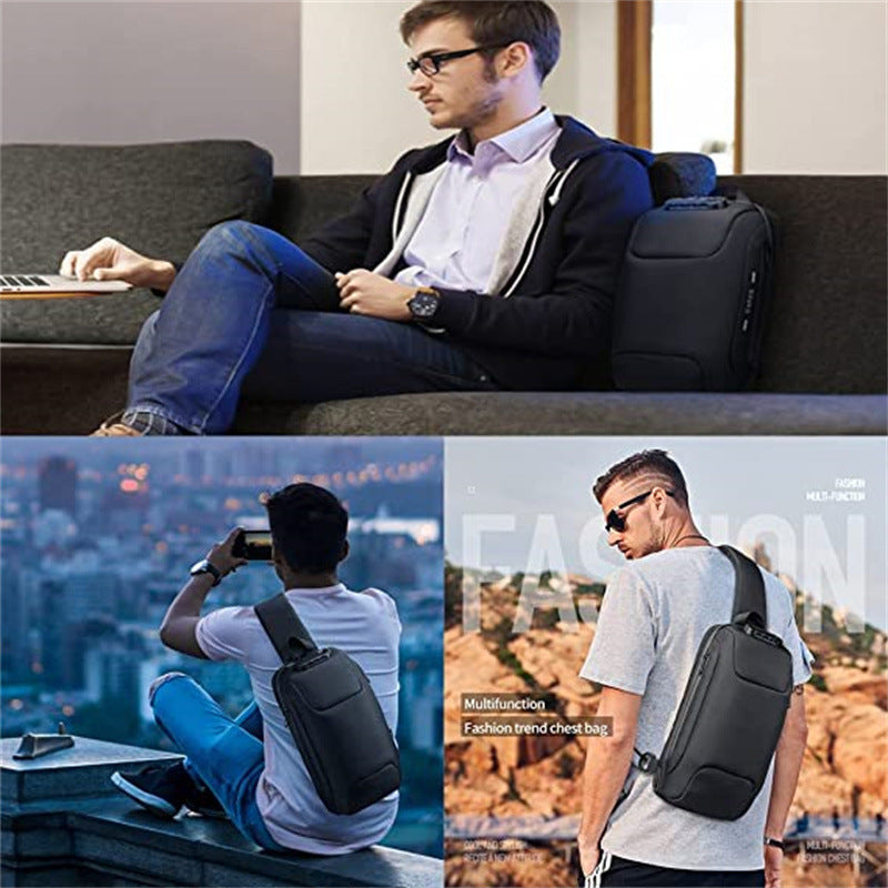 Men's Waterproof Anti-Theft Password Lock Oxford Cloth Chest Crossbody Bag