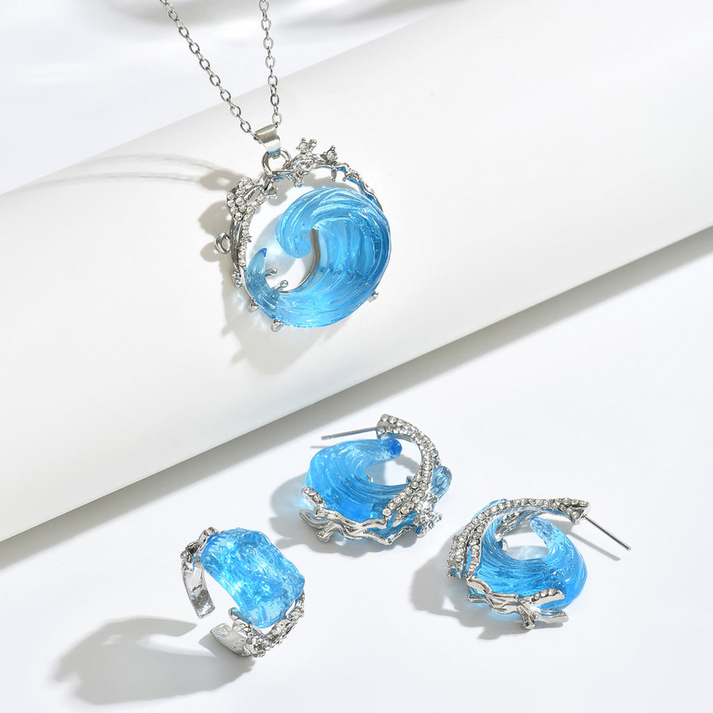 Wave Design Resin Jewelry Set