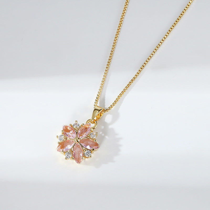 Titanium Steel Cherry Blossom Necklace