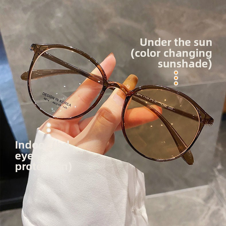 Korean Style Photochromic Oval Glasses