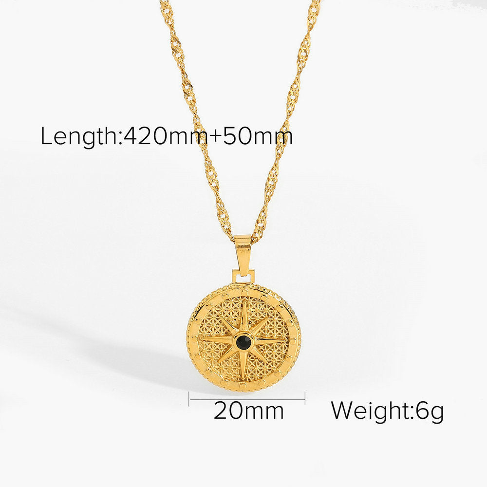 Stainless Steel Inlaid with Diamonds Vintage Mother-Of-Pearl Jewelry Classic Fashion Cross-Border
