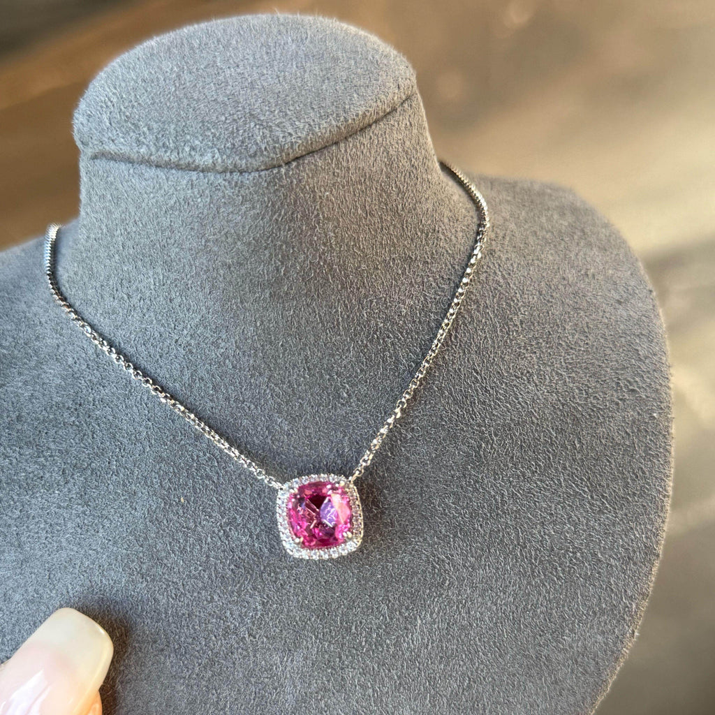 Cultivated Pink Sapphire Necklace with Gold Plating