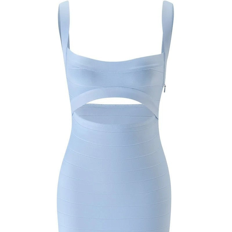 Women's Square Neck Sleeveless Bodycon Knit Mini Dress
