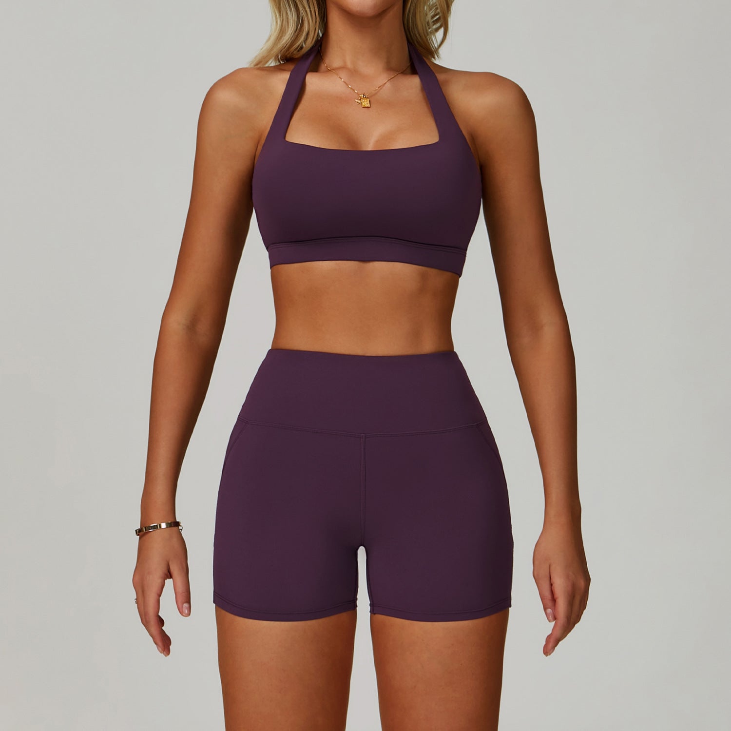 Womens Backless Yoga Fitness Set High-Intensity Sportswear