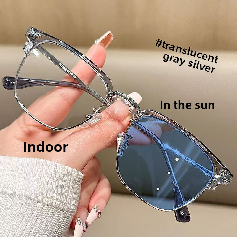 Photochromic Anti-Blue Light Half-Frame Sunglasses