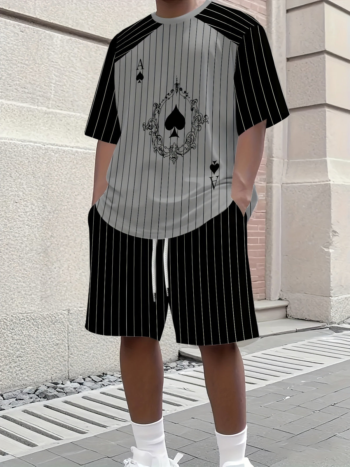 Men's Summer Jogging Suit Short Sleeve T-Shirt and Shorts Set