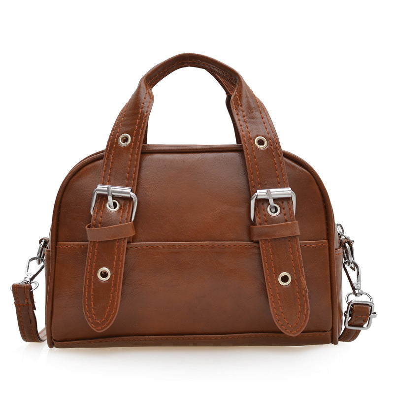 Casual Oil Wax Leather Crossbody Bag
