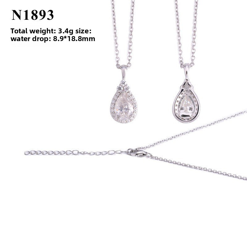 Minimalist Water Drop Moissanite Silver Necklace