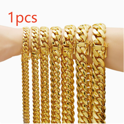 Stainless Steel Gold Plated Cuban Chain Necklace