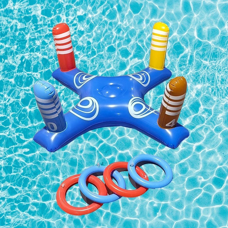 Thickened PVC Inflatable Basketball Stand and Ring Toss Game Set