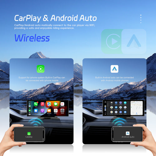10.26-inch 4K Smart Screen Car Player with Wireless CarPlay, Android Auto, Dual Dash Cam, and Reversing Camera