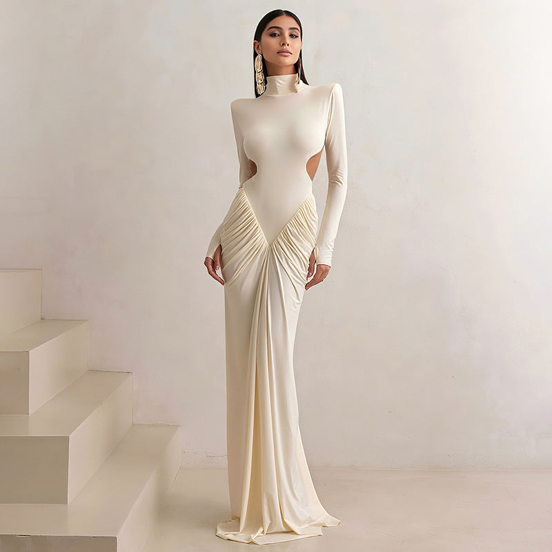 Elegant High Neck Backless Long Dress
