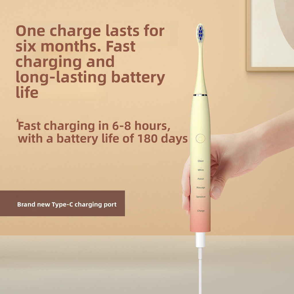 Ultrasonic Electric Toothbrush 5 Modes USB-C Rechargeable Soft-Bristled with Magnetic Levitation Motor