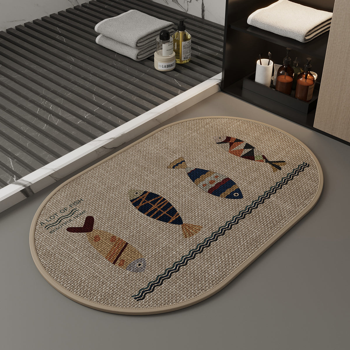Cute Cartoon Bathroom Mat Absorbent Non-Slip Home Decor